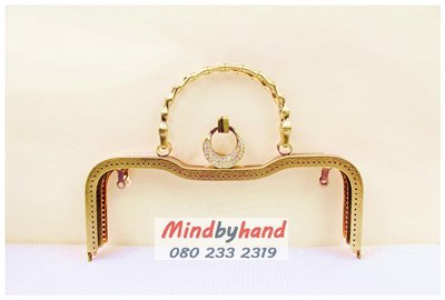 ปากกระเป๋าปิกแป๊ก แบบหูจับ ที่เปิดเพชร สีทอง ขนาด 10.5 นิ้ว