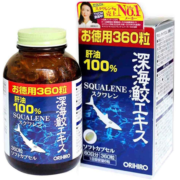 พร้อมส่งฟรี น้ำมันตับปลาฉลามน้ำลึก Orihiro Squalene 360เม็ด