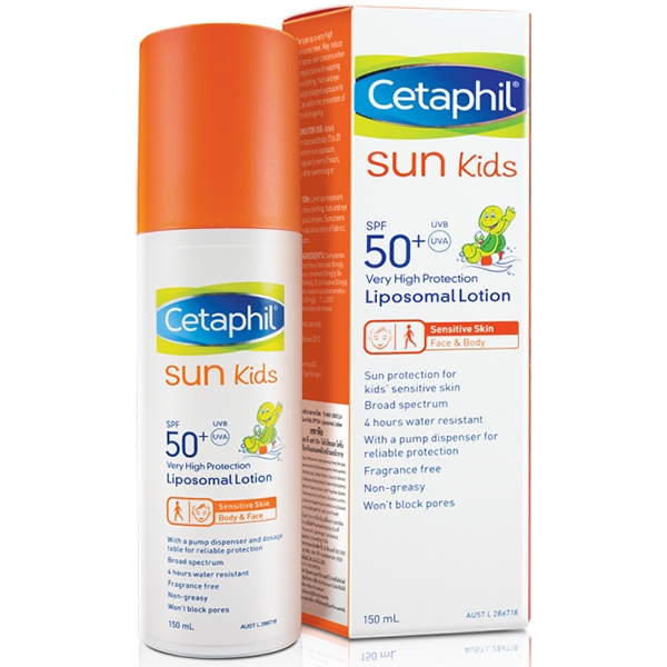 พร้อมส่ง ครีมกันแดด แบบขวดปั้ม Cetaphil Sun kids SPF50+ Liposomal Lotion 150ml.