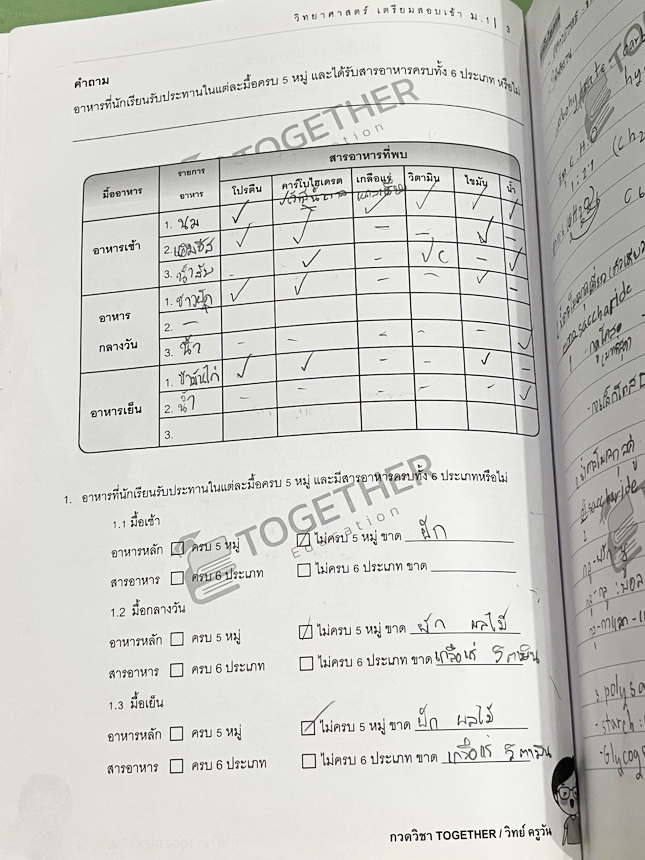 ►วิทย์สอบเข้าม.1◄ หนังสือกวดวิชา Together ครูวัน วิทยาศาสตร์เตรียมสอบเข้า ม.1 มีสรุปเนื้อหา โจทย์ประจำบท จดครบเกือบทั้งเล่ม จดละเอียด หนังสือเล่มหนาใหญ่