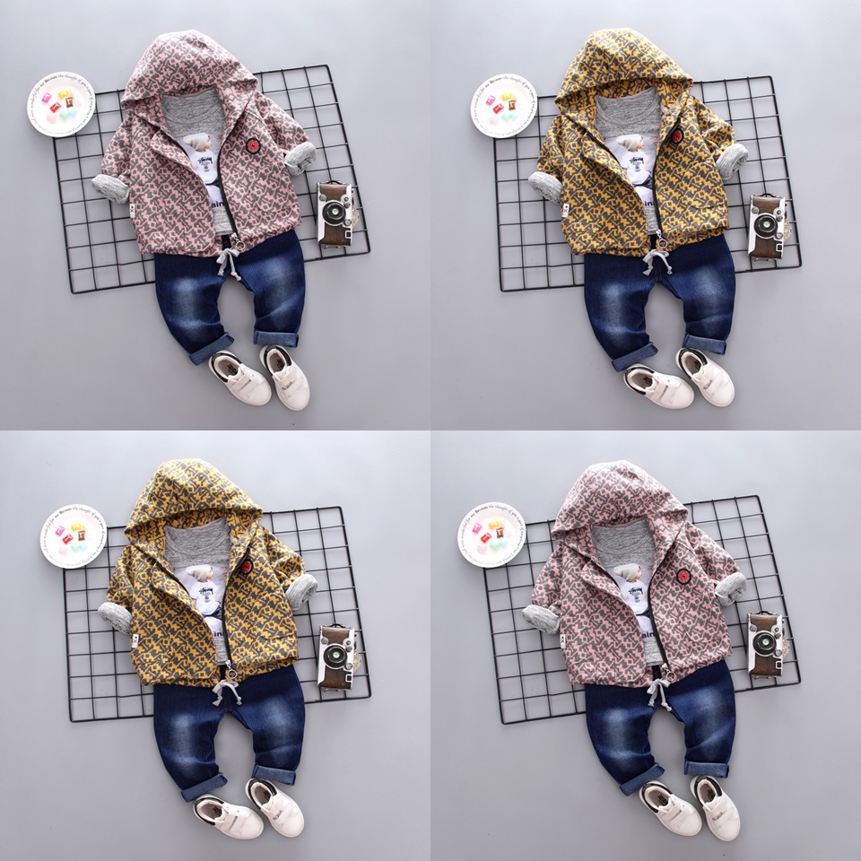 ha584 เสื้อยืดแขนยาว+เสื้อแจ็คเก็ต+กางเกงขายาว size 80-110 4ตัวต่อแพ็ค