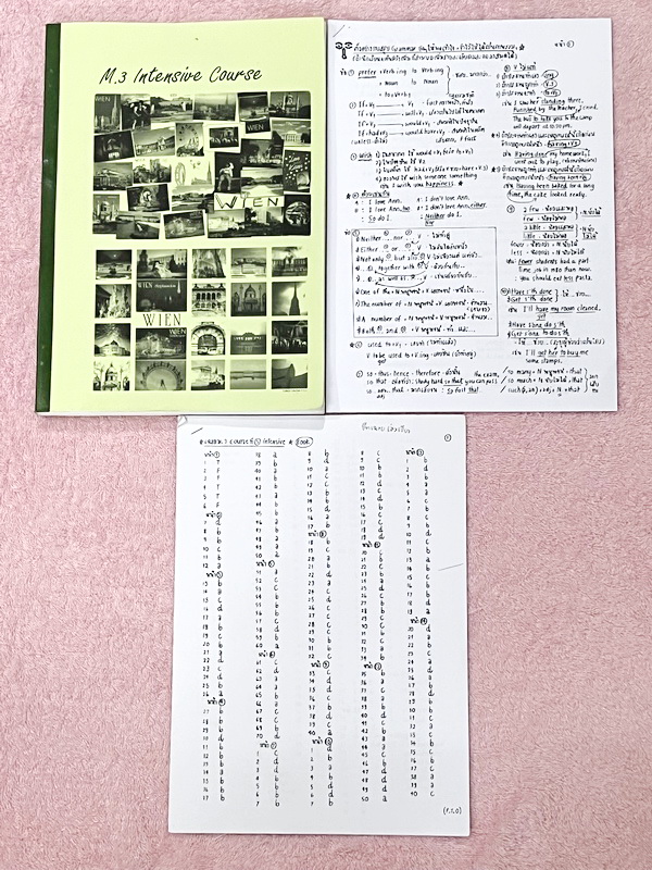 ►อ.ถ้วย◄ หนังสือเรียนภาษาอังกฤษครูพี่ถ้วย คอร์ส ม.3 สอบเข้าเตรียมอุดม + ชีทเฉลย + ชีทสรุปแกรมม่า ในหนังสือมีโจทย์เยอะมาก มีจดบางหน้า มีชีทเฉลยใช้คู่กับหนังสือให้ต่างหาก และมีชีทตัวอย่างการสรุป Grammar ย่อๆให้พอเข้าใจแบบภาพรวม ควรจำเอาไว้ให้ได้ อาจารย์แบ่ง