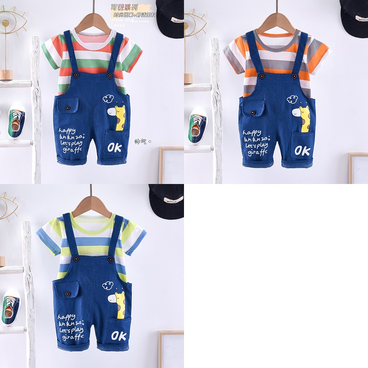 ha1493 เสื้อ+กางเกงเอี๊ยม size 80-110 จำนวน 4 ตัวต่อแพ็ค