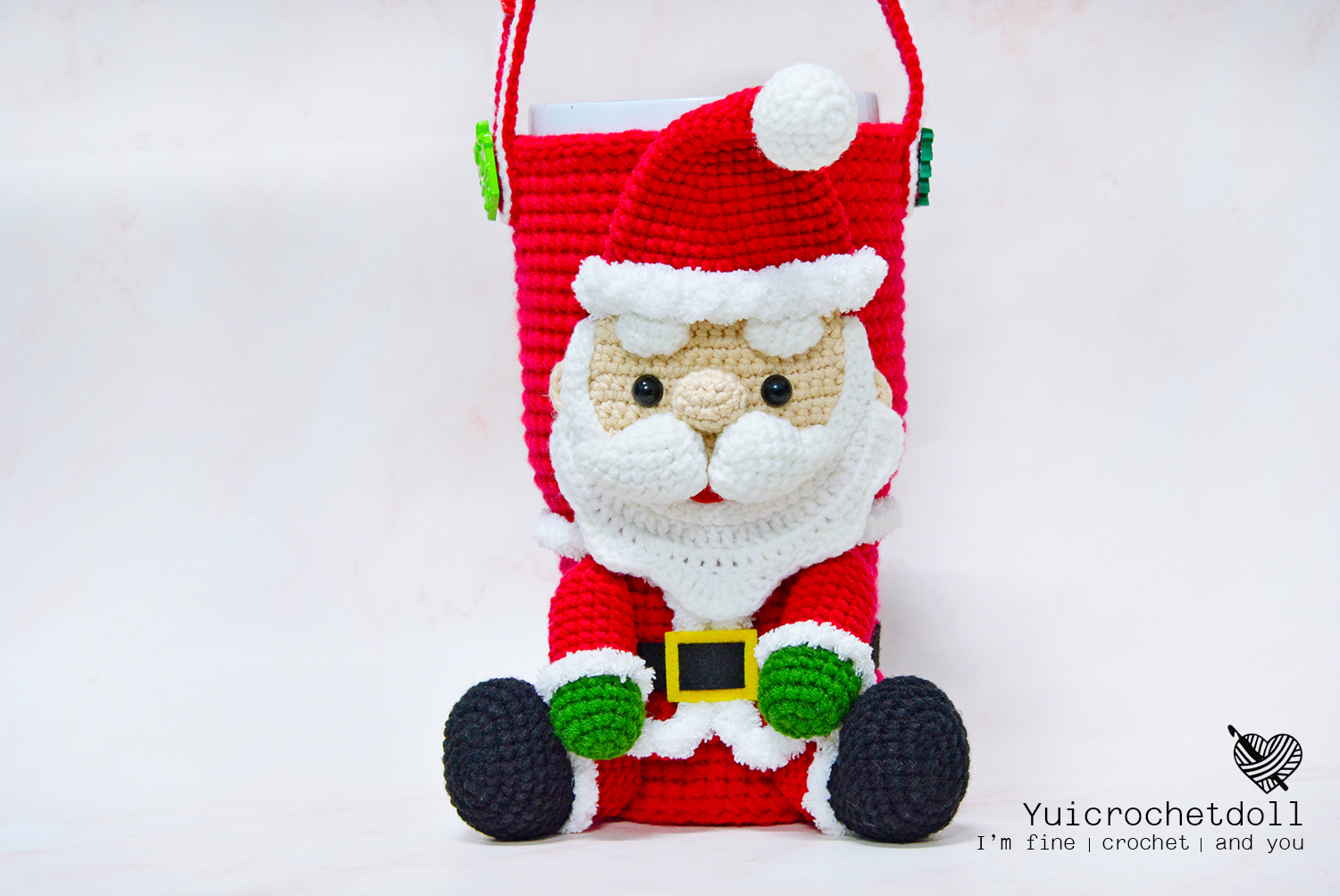 แพทเทิร์นถุงใส่แก้วเยติซานตาครอส ขนาด 30 ออนซ์ Yeti Cozy Cup Crochet pattern 30OZ. (ﾉ´ヮ`)ﾉ*: ･ﾟ