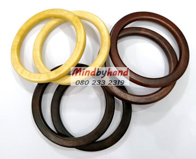 หูกระเป๋าไม้วงกลม สีน้ำตาล