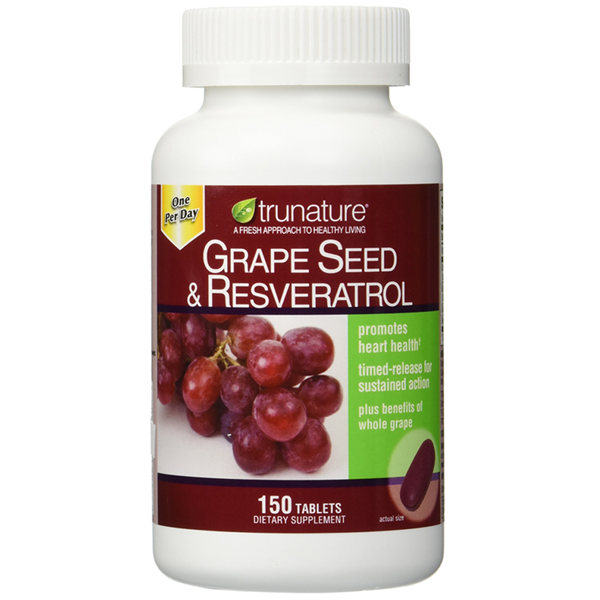 พร้อมส่งฟรี สารสกัดจากเมล็ดองุ่น Trunature Grape Seed and Resveratrol 150 Tablets
