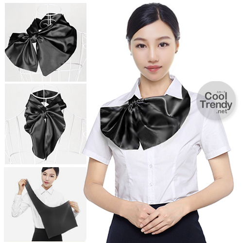 ผ้าพันคอสำเร็จรูป ผ้าไหมซาติน : solid black สีดำ สีพื้น B04