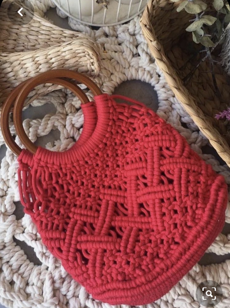 หูกระเป๋าไม้วงกลม สีน้ำตาล