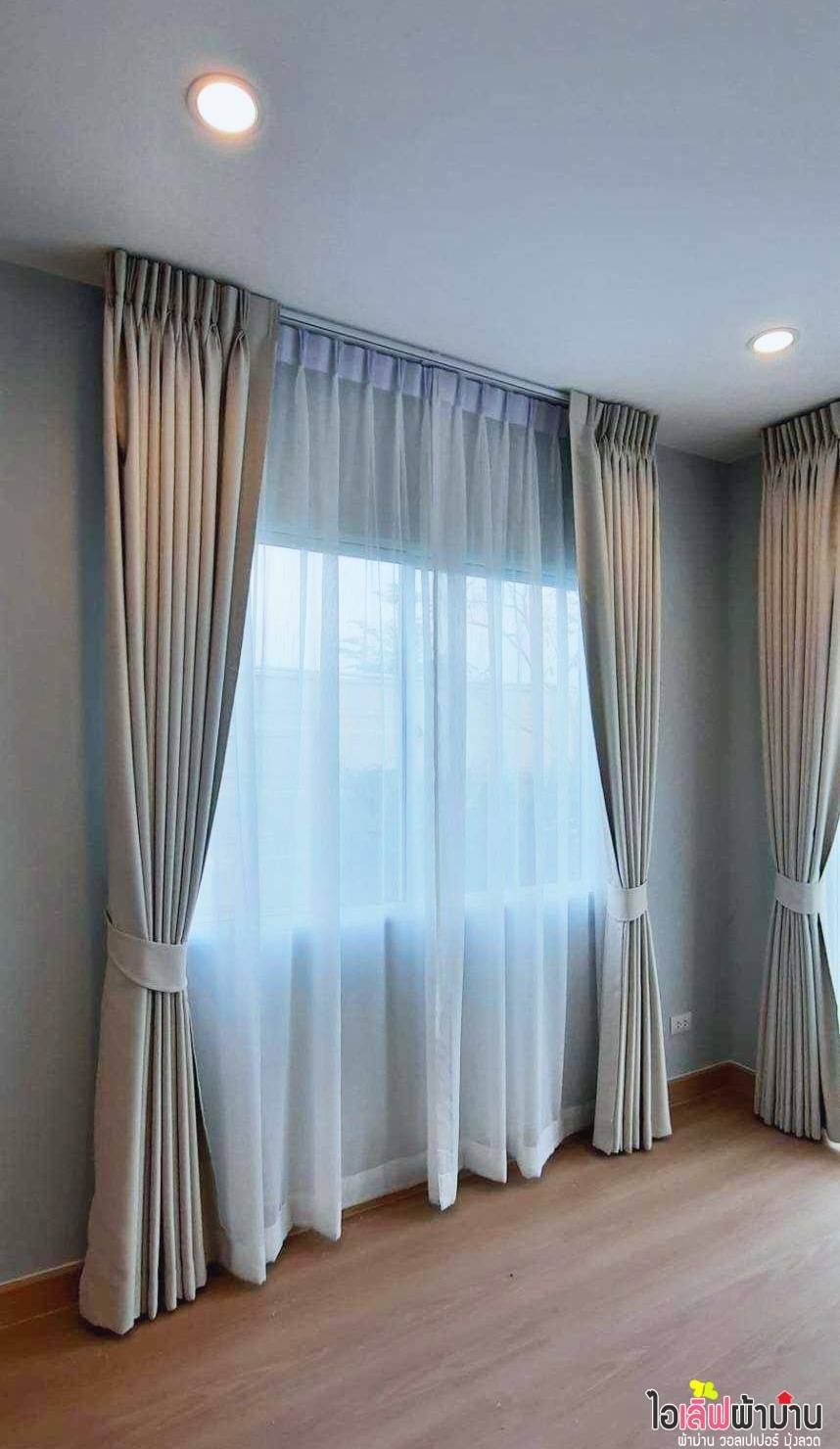 [H497] CENTRO รังสิต-นครนายก จ.ปทุมธานี งานติดตั้งผ้าม่านจีบทึบ+โปร่งแบบปล่อยลอน
