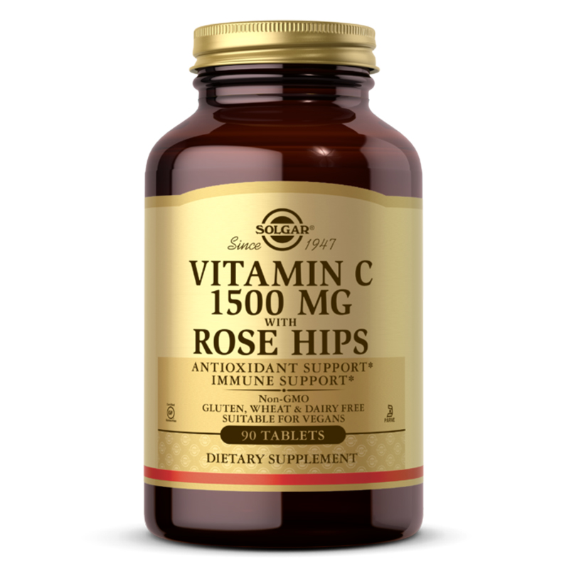 พร้อมส่งฟรี Solgar, Vitamin C with Rose Hips 1,500 mg 90 Tablets วิตามินซีผสมโรสฮิป