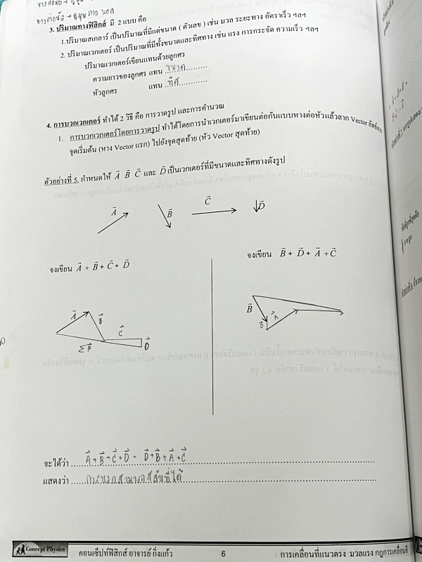 ►Concept Physics◄ อ.กิ่งแก้ว หนังสือกวดวิชาฟิสิกส์ การเคลื่อนที่แนวตรง มวล แรง กฎนิวตัน มีสรุปเนื้อหา สูตรสำคัญ และโจทย์แบบฝึกหัด จดบางหน้า จดอย่างละเอียด มีเฉลยแบบฝึกหัดท้ายบท