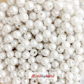 ลูกปัดพลาสติกแบบกลม แบบคละสี / สีขาว