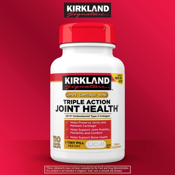 พร้อมส่งฟรี บำรุงไขข้อเสื่อม Kirkland Signature Triple Action Joint Health Type II Collagen 110 เม็ด