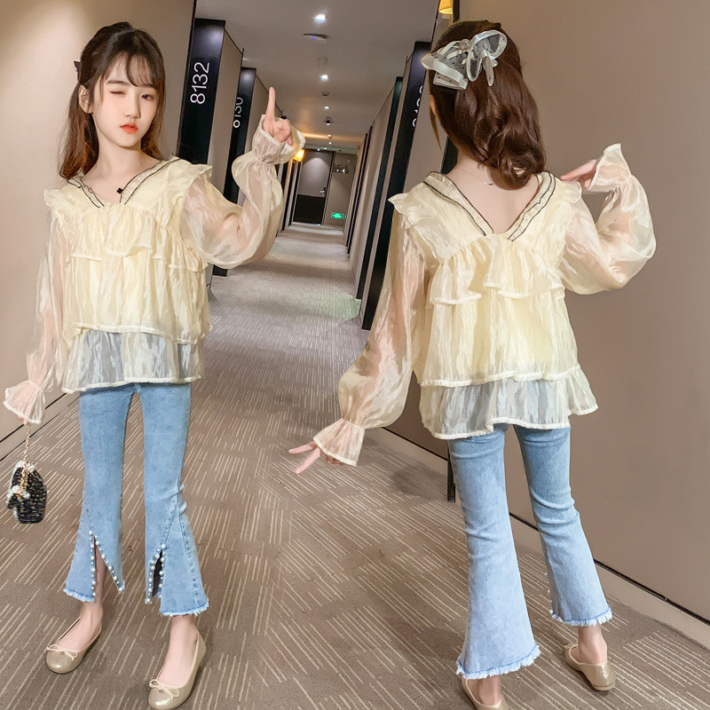 pa517 เสื้อแขนยาว+กางเกงยีนส์ 110-160 จำนวน3 ตัวต่อแพ็ค (เลือกไซส์ได้ให้ครบแพ็ค)