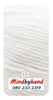 ไหมพรมคอตตอลนม รหัสสี 01 White