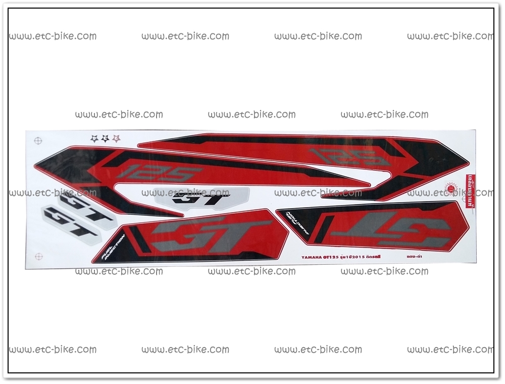 สติ๊กเกอร์ GT125 ปี 2015 รุ่น 1 ติดรถสีแดง-ดำ