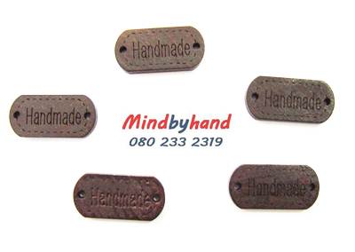 แผ่นป้าย ไม้เลเซอร์ Handmade สีน่ำตาลเข้ม ขนาด 3 ซม.