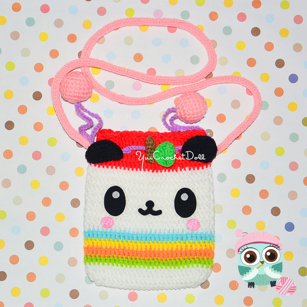 กระเป๋าหูรูดไหมพรม แพนด้าแอ๊ปเปิ้ล PandaApple Drawstring Crochet Bag