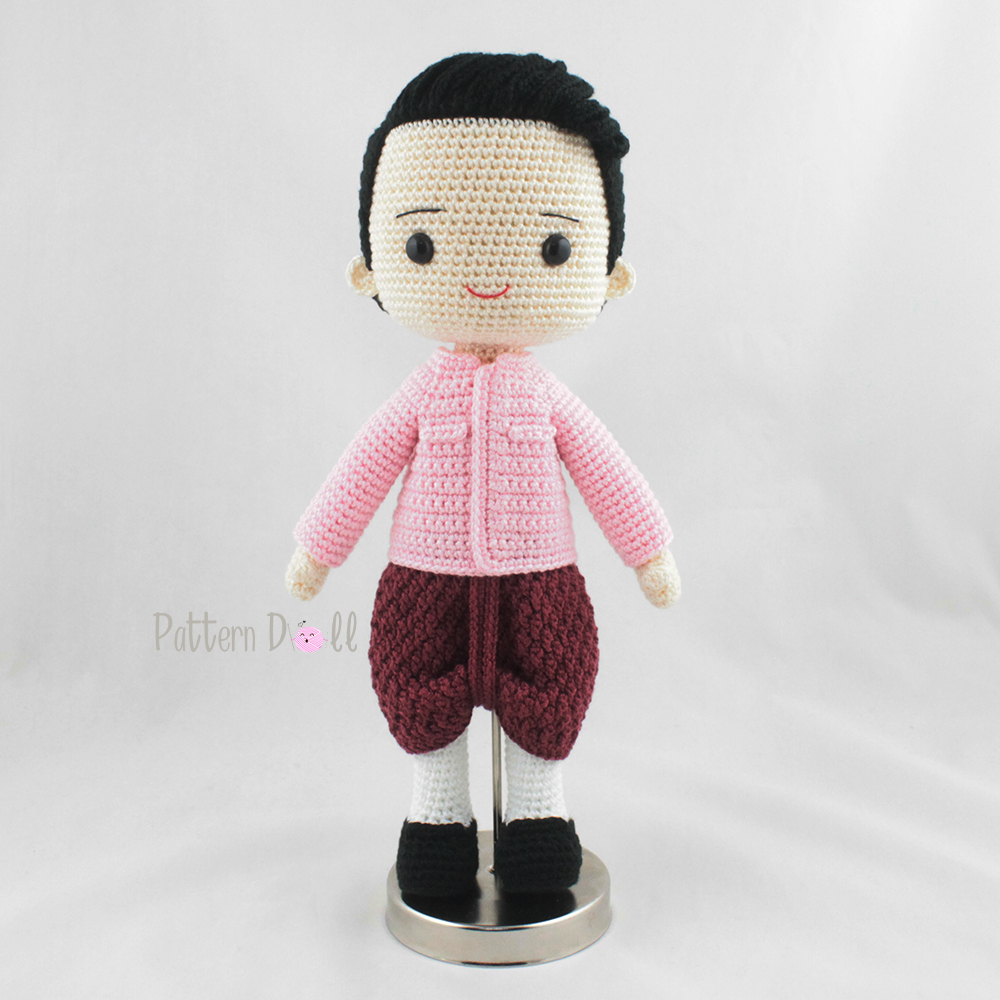 E-book ส่งทาง e-mail แพทเทิร์นตุ๊กตาถักโครเชต์คู่แต่งงานชุดไทย ๑