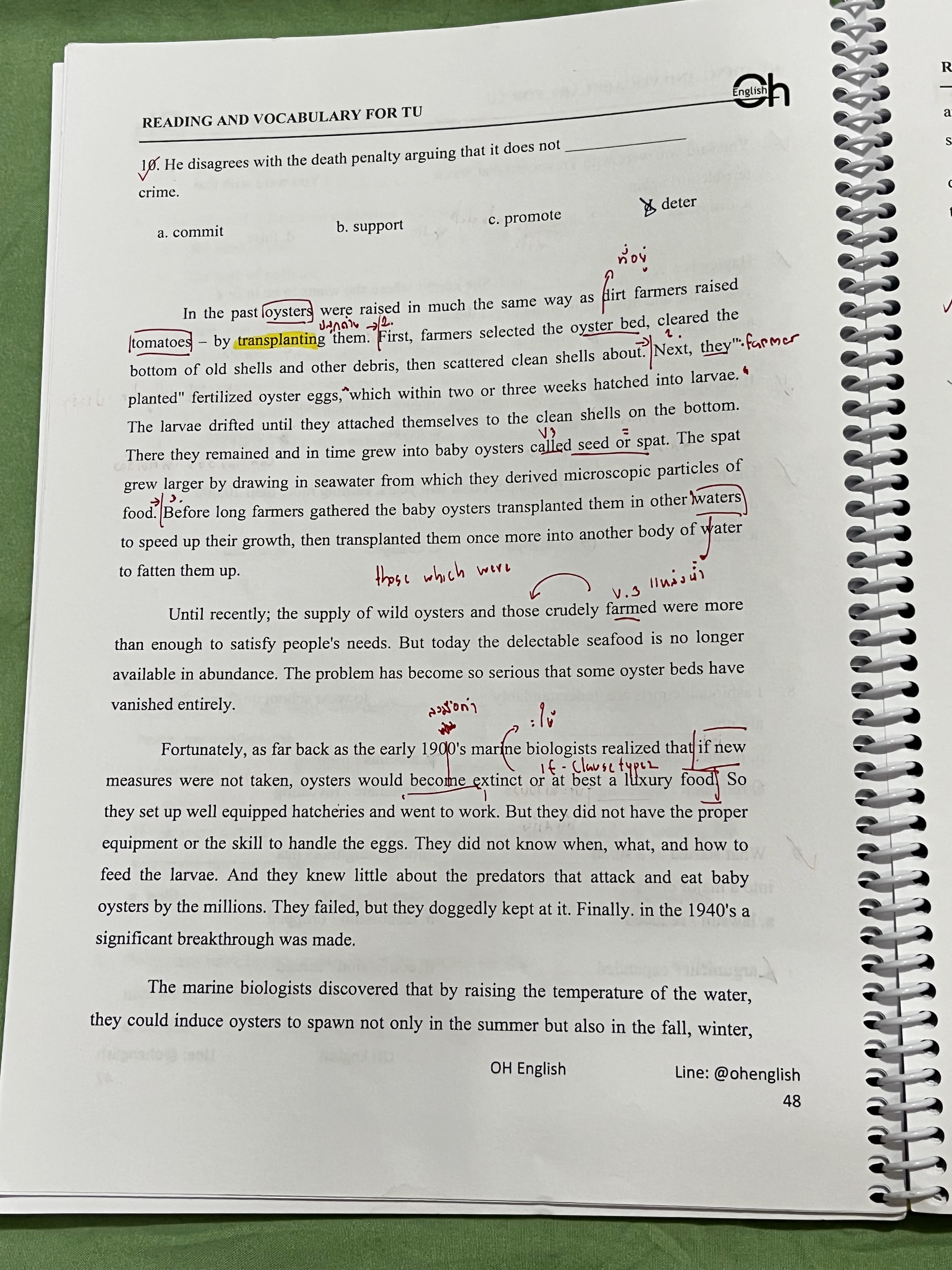 ►อังกฤษเข้าเตรียม◄ หนังสือครูพี่ OH เล่ม Reading and Vocabulary For TU มีโจทย์เพื่อเตรียมตัวสอบเข้าเตรียมอุดม จดครบเกือบทั้งเล่ม จดละเอียด โจทย์บางข้อเว้นว่างไปและไม่มีเฉลย หนังสือเล่มใหญ่