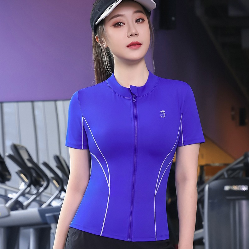 เสื้อยืดกีฬาแขนสั้น เสื้อยืดออกกำลังกายผู้หญิงอวบ สีน้ำเงิน,สีส้ม,สีดำ,สีเขียว (M,L,XL,2XL,3XL,4XL) s1-133