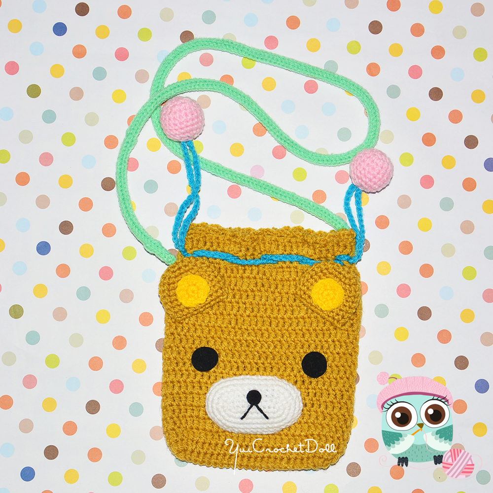 กระเป๋าหูรูดไหมพรม รีลัคคุมะ Rilakkuma Drawstring Crochet Bag