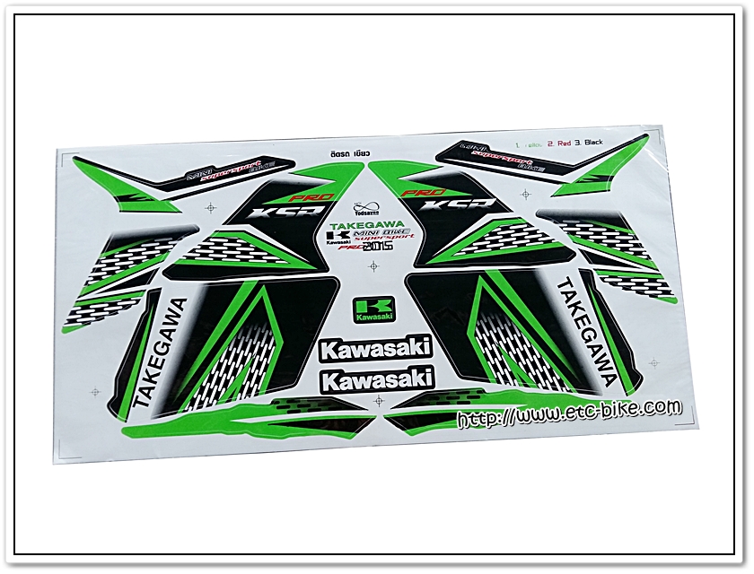 สติ๊กเกอร์ KSR-TAKEGAWA ปี 2015 ติดรถสีเขียว
