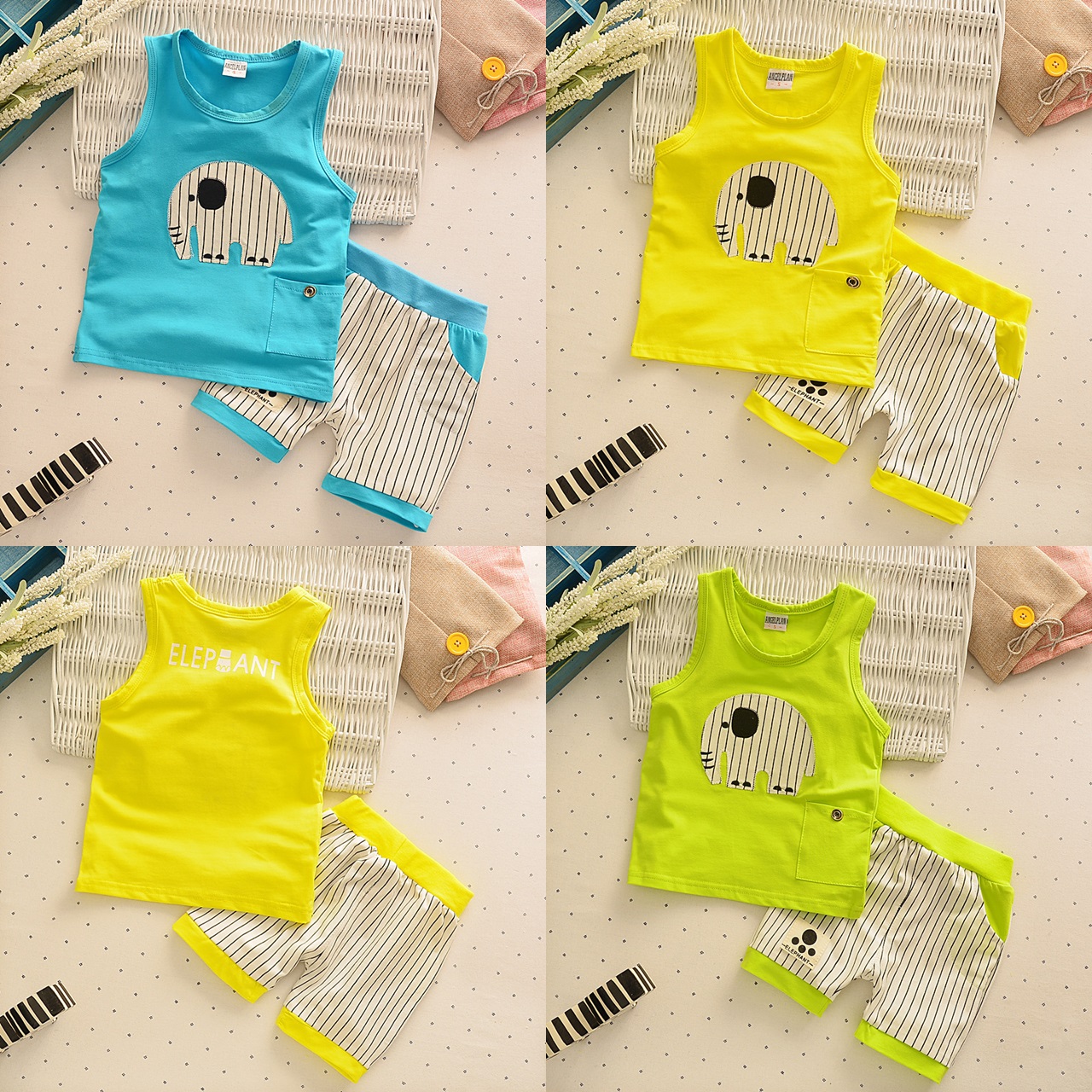ha301 เสื้อกล้าม+กางเกง size 80-110 4 ตัวต่อแพ็ค