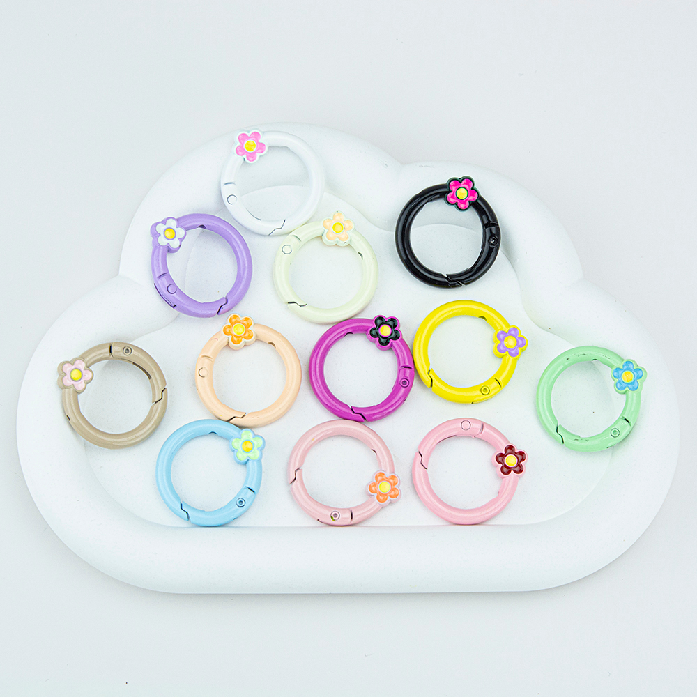 [ส่งจากไทย] MT55 ตะขอพวงกุญแจห่วงล็อคแบบสปริง ทรงกลมดอกไม้ พร้อมห่วงหมุนได้ อะไหล่พวงกุญแจ DIY Craft╭♥