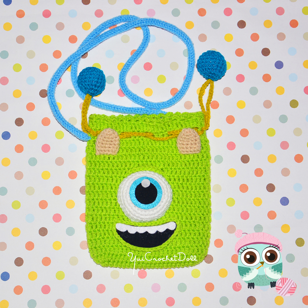 กระเป๋าหูรูดไหมพรม ไมค์ Mike Monsters,INC. Drawstring Crochet Bag