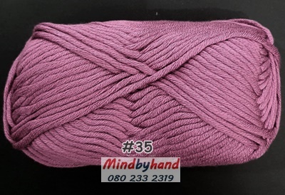 ไหมพรม คอตตอลมายด์เส้นใหญ่ รหัสสี 35 สีชมพูกะปิเข้ม
