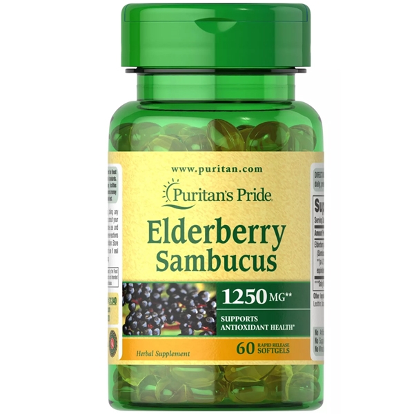 พร้อมส่ง อัลเดอร์เบอร์รี่ Puritan's Pride Elderberry Sambucus 1250mg Support Antioxidant Health
