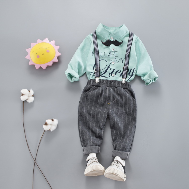ha537 ชุดสูท เสื้อเชิร์ตแขนยาว+กางเกง size 80-110 4ตัวต่อแพ็ค