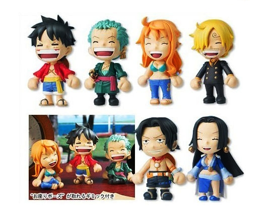 โมเดลวันพีช ชุดนั่งหัวเราะ มี 6 ตัว/ชุด