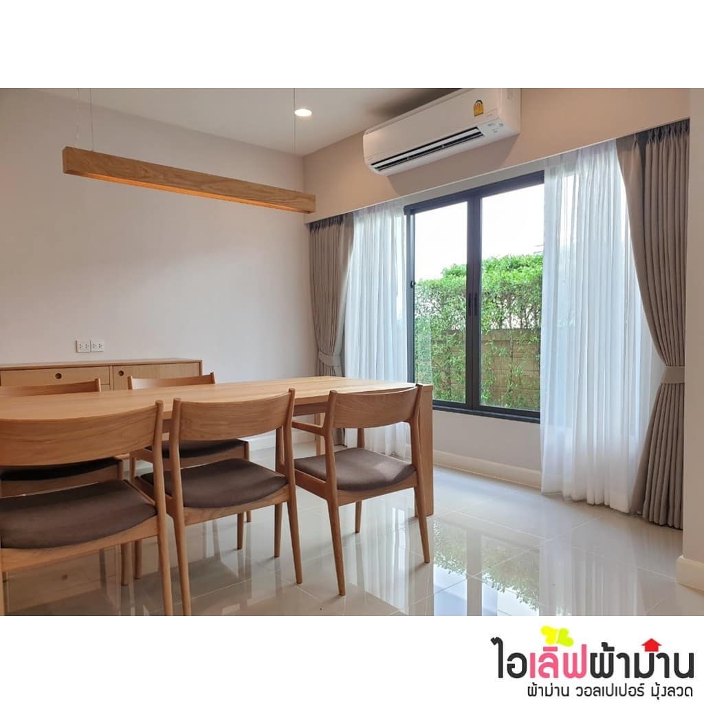 [H477] เศรษฐสิริ พัฒนาการ ออกแบบ และติดตั้งผ้าม่าน มู่ลี่ไม้ แบรนด์ VC Fabric ทั้งหลัง