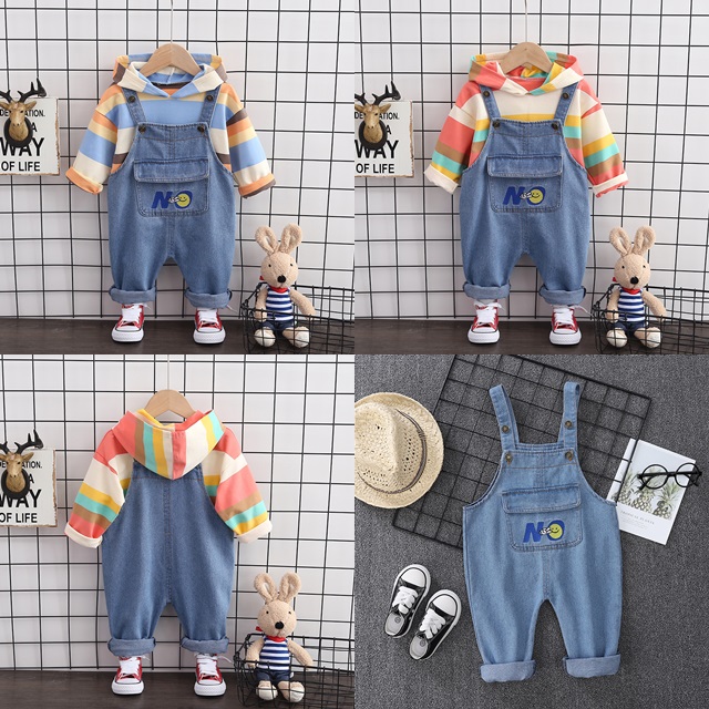 ha1222 เสื้อ+กางเกงเอี๊ยมยีนส์ size 80-110 จำนวน 4 ตัวต่อแพ็ค