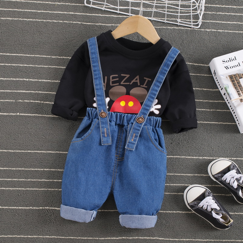 ha1241 เสื้อ+กางเกงเอี๊ยมยีนส์ size 80-120 จำนวน 5 ตัวต่อแพ็ค