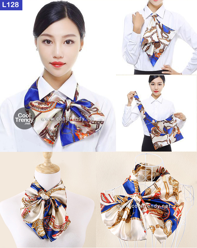 ผ้าพันคอสำเร็จรูป ผ้ายูนิฟอร์ม uniform ผ้าไหมซาติน L128