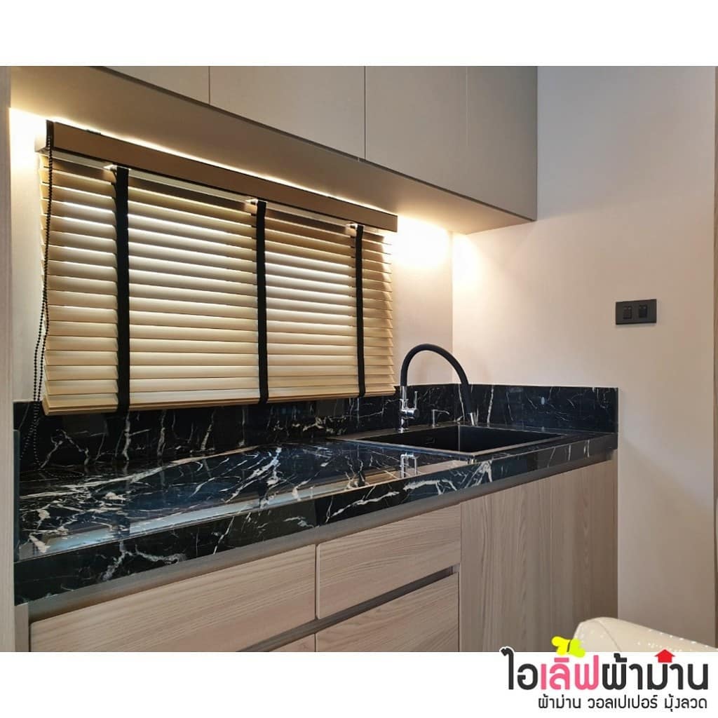 [H487] หมู่บ้านชัยพฤกษ์ ปิ่นเกล้า-กาญจนาฯ สวยแบบเรียบง่าย กับมู่ลี่ไม้ ขนาด35มิล