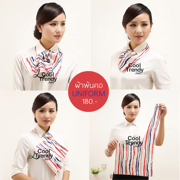 ผ้าพันคอสำเร็จรูป ผ้ายูนิฟอร์ม uniform ผ้าไหมซาติน ผ้าพันคอลายธงชาติ : L24
