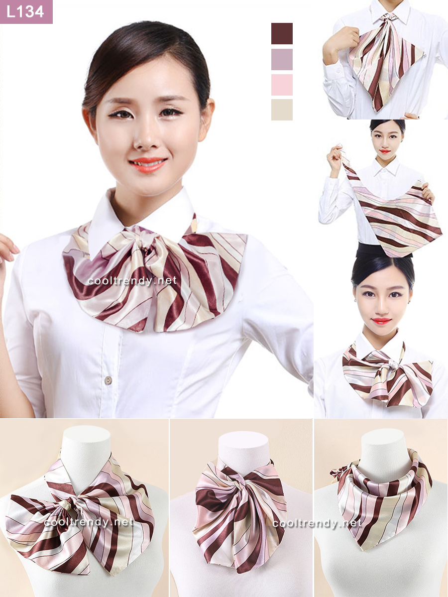 ผ้าพันคอสำเร็จรูป ผ้ายูนิฟอร์ม uniform ผ้าไหมซาติน : L134