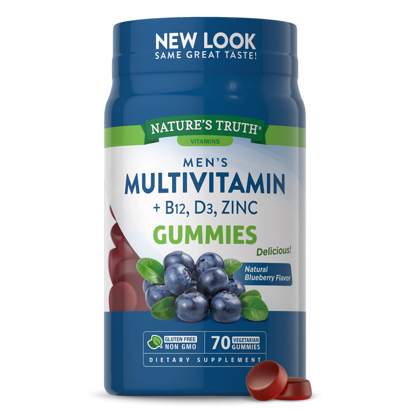 พร้อมส่งฟรี Nature's Truth MEN’S MULTIVITAMIN GUMMIES + B-12, D3, ZINC 70 Vegetarian Gummies