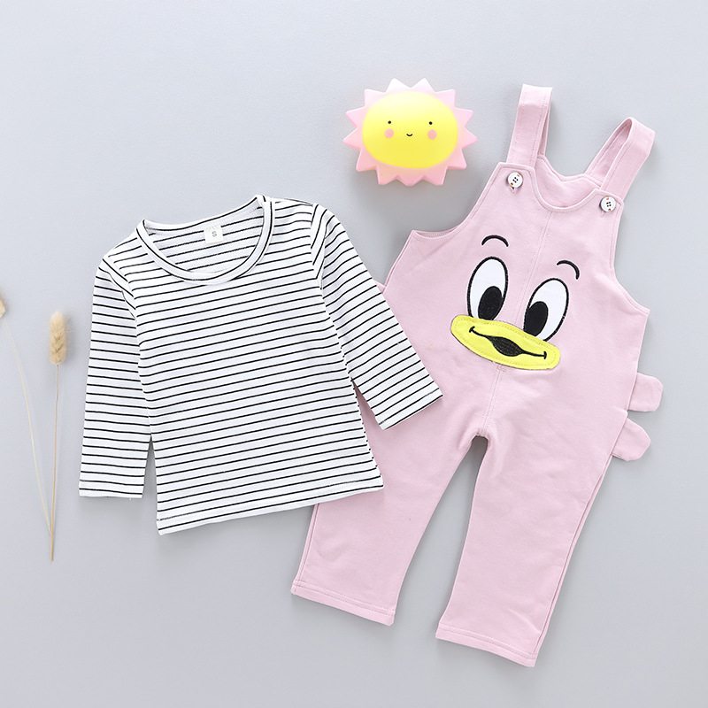 ha471 เสื้อยืดแขนยาว+กางเกงเอี๊ยม size 80-110 4ตัวต่อแพ็ค