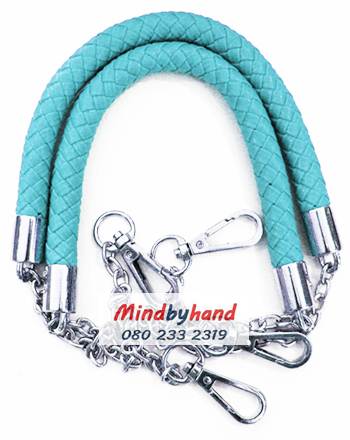 สายกระเป๋า สายเปียต่อโซ่ก้ามปู สีเงิน