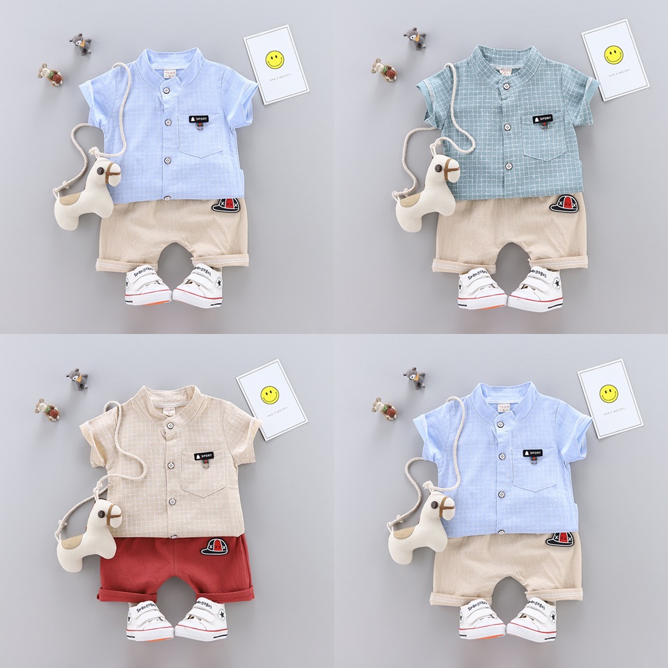 ha677 เสื้อเชิร์ต+กางเกง size 80-110 4ตัวต่อแพ็ค