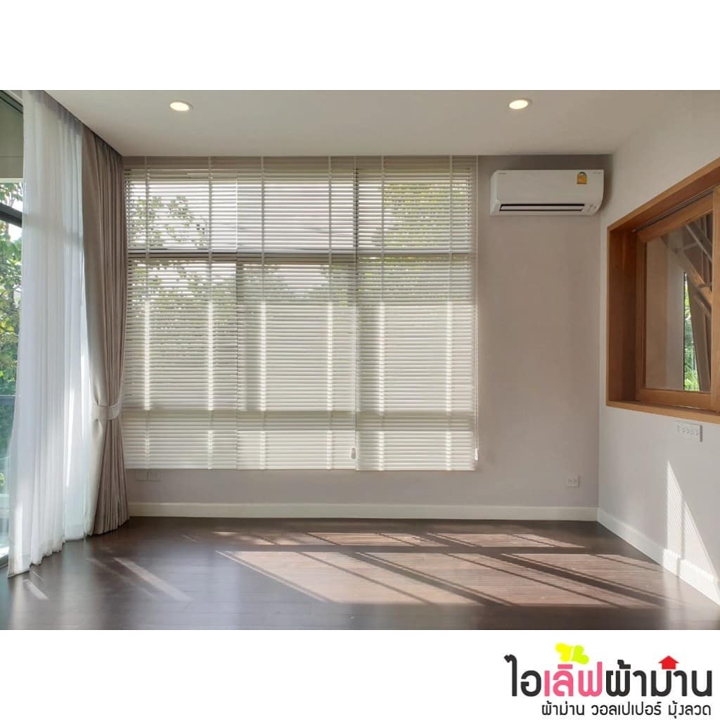 [H477] เศรษฐสิริ พัฒนาการ ออกแบบ และติดตั้งผ้าม่าน มู่ลี่ไม้ แบรนด์ VC Fabric ทั้งหลัง