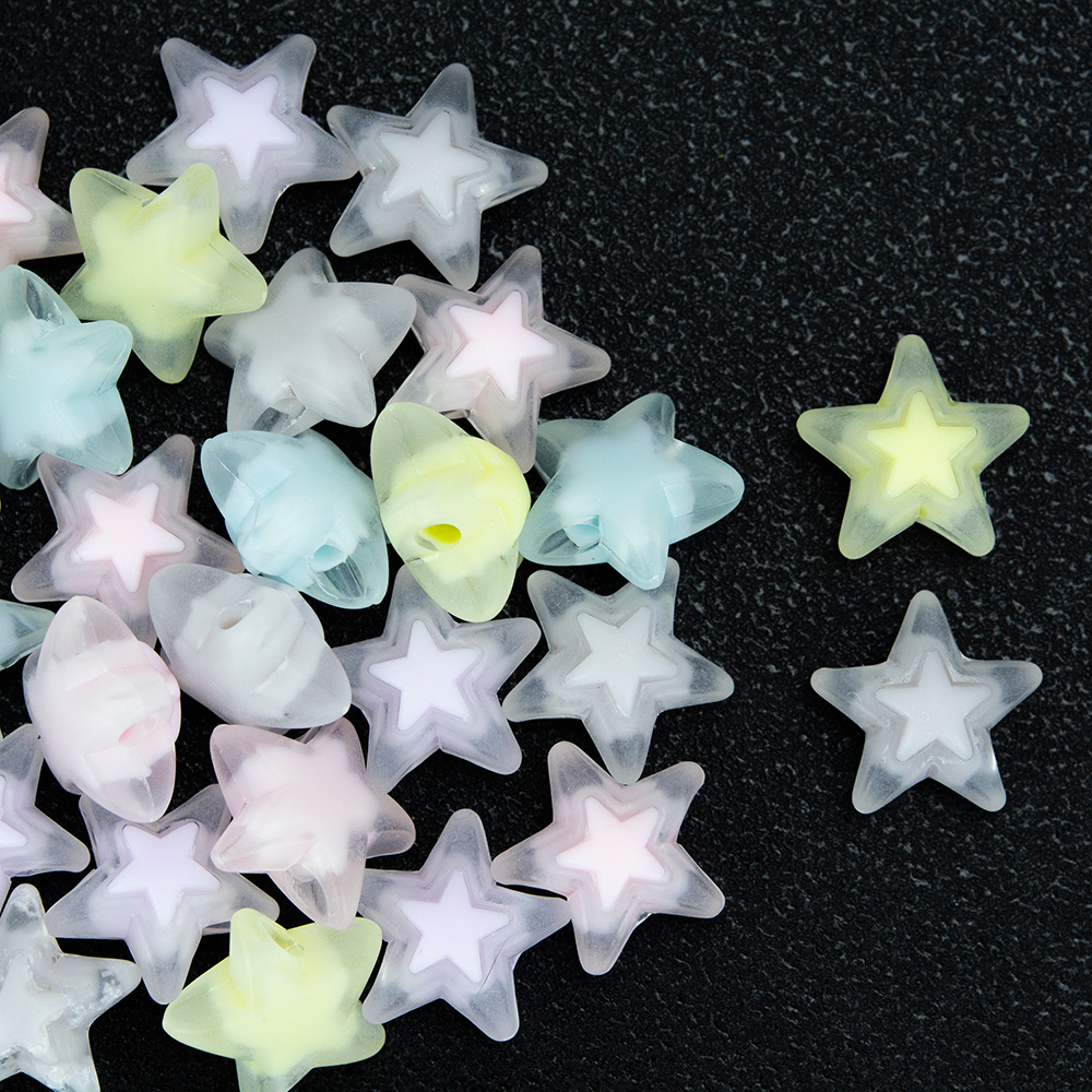 ลูกปัดอะคริลิคโทนขุ่น Matt Beads ดอกไม้ ดาว หัวใจ แคนดี้ สําหรับทําเครื่องประดับ DIY Craft╭♥