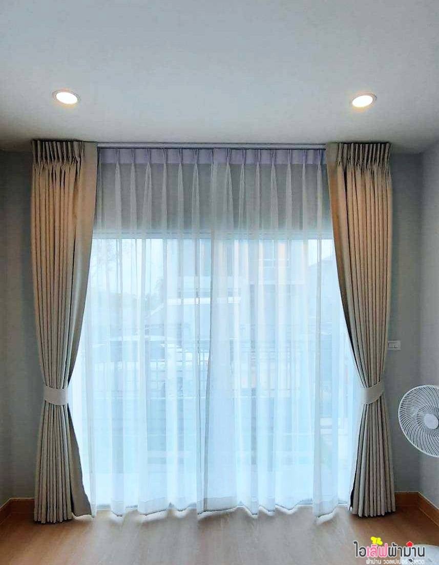 [H497] CENTRO รังสิต-นครนายก จ.ปทุมธานี งานติดตั้งผ้าม่านจีบทึบ+โปร่งแบบปล่อยลอน