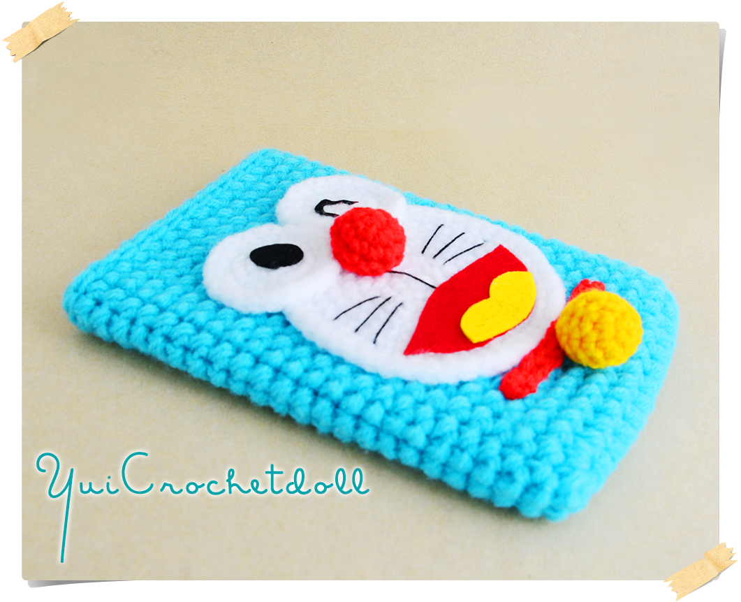 ซองใส่โทรศัพท์มือถือไหมพรม โดราเอม่อน