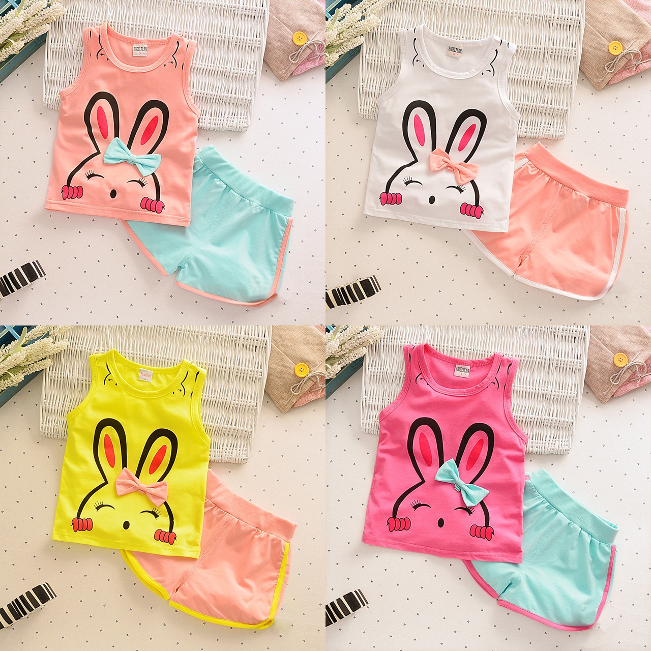 ha291 เสื้อกล้าม+กางเกง size 80-110 4 ตัวต่อแพ็ค